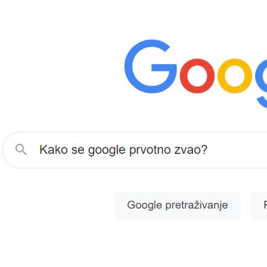 Snimak zaslona tražilice Google s upisanim pitanjem Kako se Google prvotno zvao
