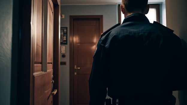 Lažni policajac na vratima, AI ilustracija