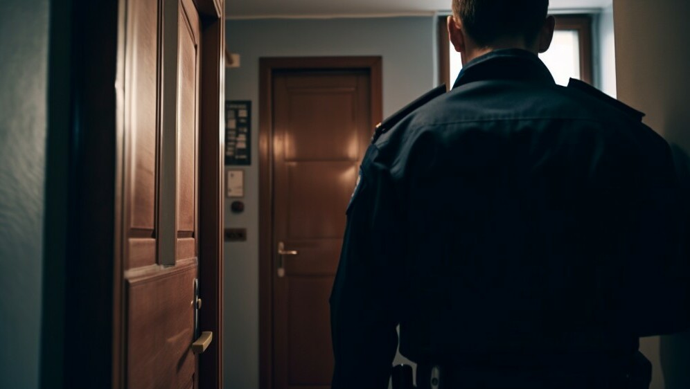 Lažni policajac na vratima, AI ilustracija